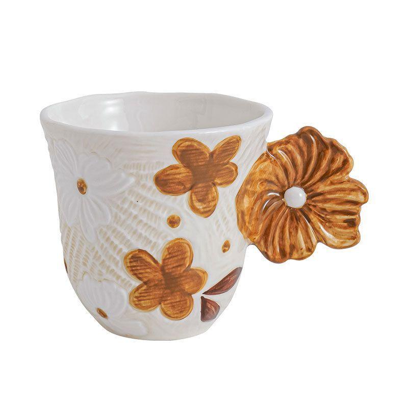 

Creative Floral Ceramic Coffee Cup Ladies Breakfast Milk Cup Western Café Shop Coffee Cup Drinkware Modern Office Mug Decor 301-400ml