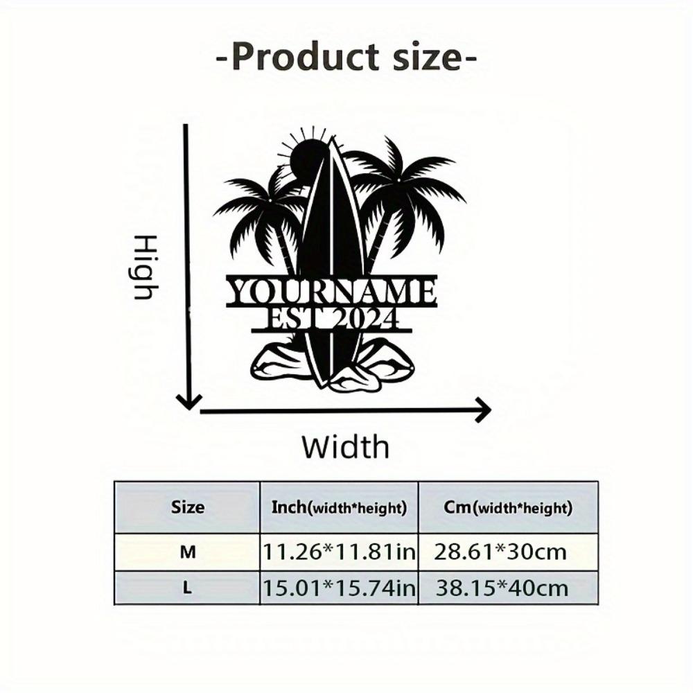

Exclusive Personalized Metal Surfboard Sign Wall Decor Black Plaque for Home Outdoor 30cm