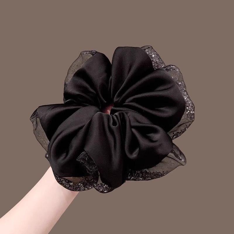 

Fashion Vintage Elegant Satin Scrunchie Mourning Black Hairband For Women