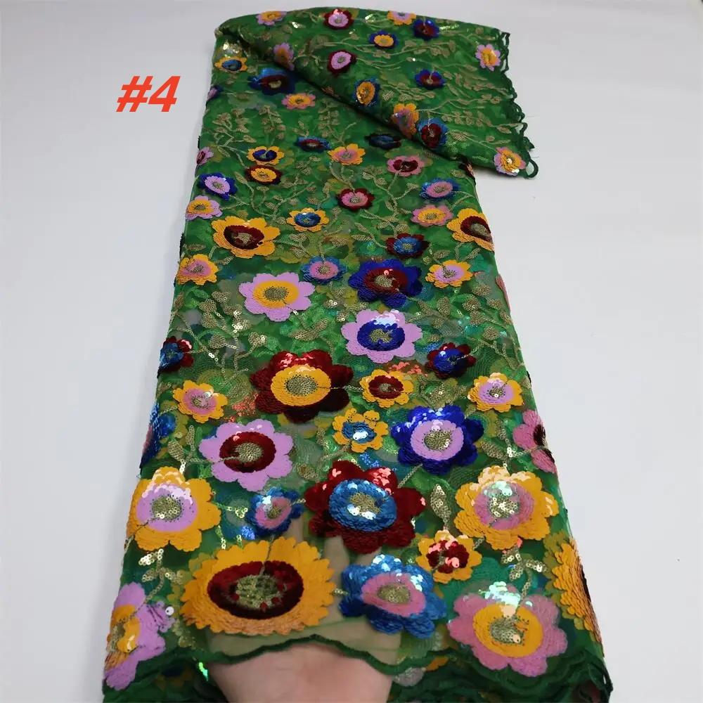 Luxury African Sequins Lace Fabric 2025 High Quality Embroidery French Nigerian Tulle Lace Fabric For Wedding Party Dress Sewing