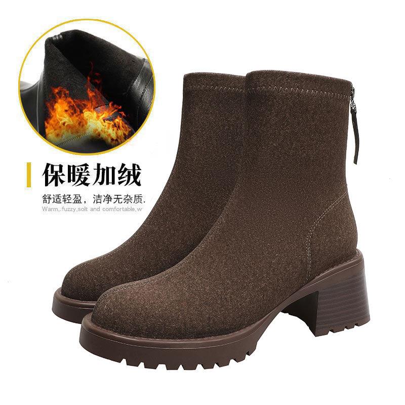 Platform Martin Boots Women's British Style 2025 New Autumn and Winter Thick Heel Medium Tube Women's Boots Soft-sided High-heeled Short Boots