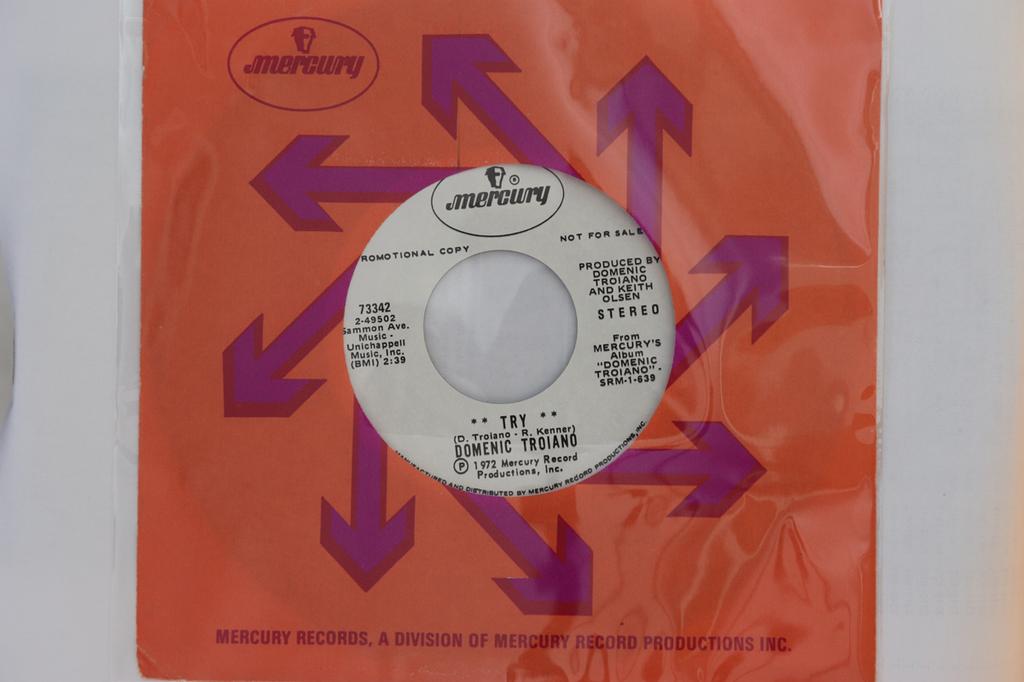 7inch Record DOMENIC TROIANO - Try 73342 Mercury 1972 US Rock Used