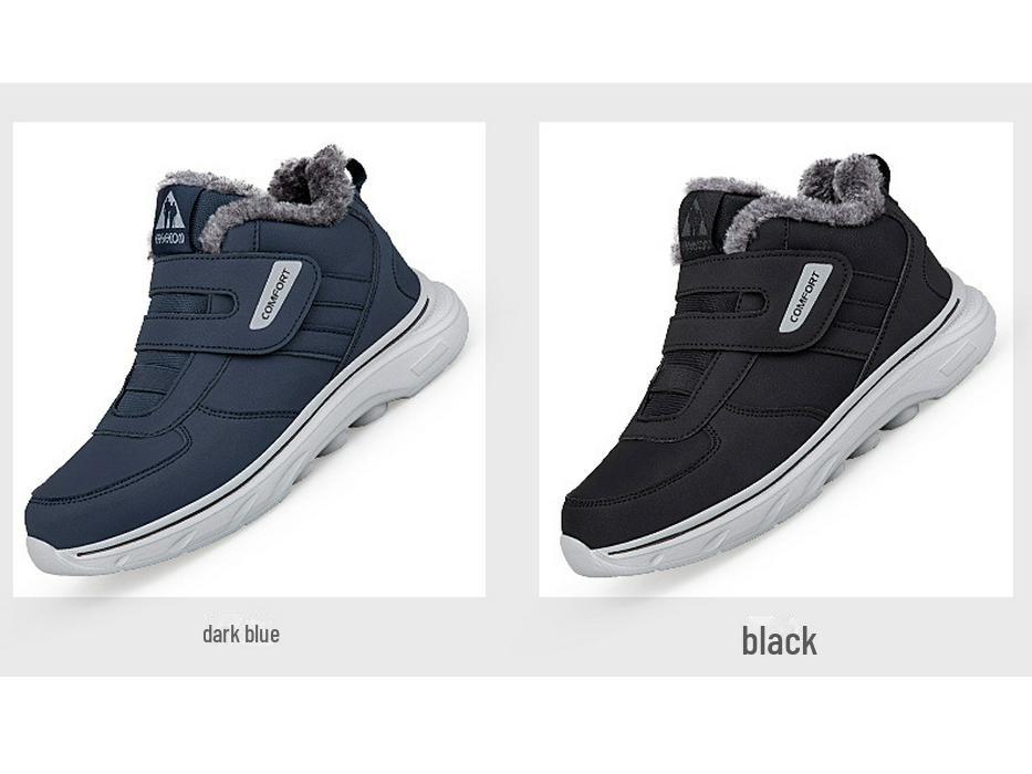 Men's High Top Waterproof Winter Boots with Velvet Lining - Soft Sole, Warm Snow Shoes for Elderly & Dad.