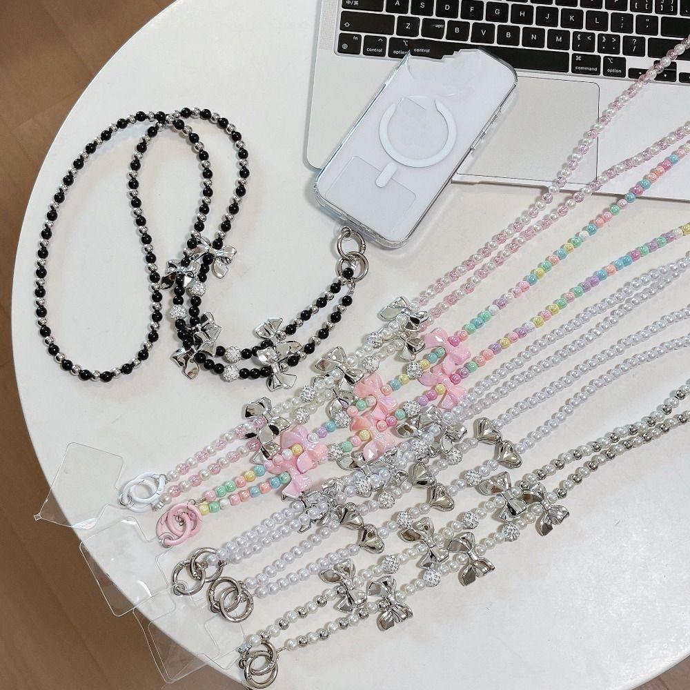 

Bow Heart Mobile Phone Lanyard With Card DIY Mobile Phone Chain Crossbody Phone Chain Bag Straps style D
