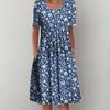 Floral Print Midi Dress with Pockets for Spring Summer