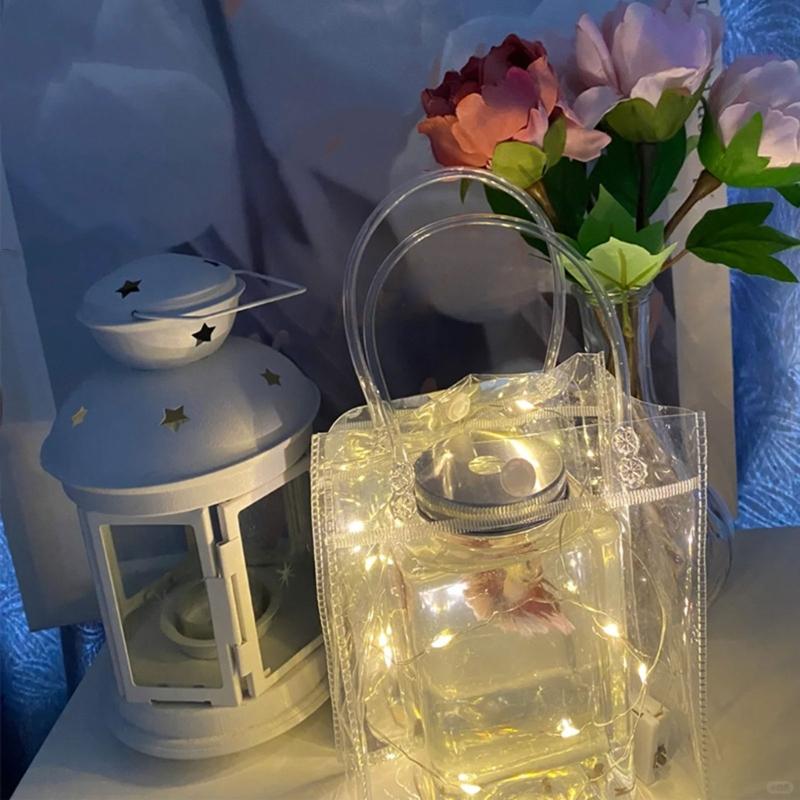 Clear PVC Gift Bag with Handle,Small Transparnt Gift Wrap Bag,Clear Toted Bag Reusabled Shopping Bag for Merchandise