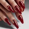 Wine Red Gilded Medium-Long Ballet Fake Nails: 24-Piece Wearable Art Tips for European & American Styles