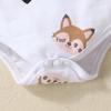 2023 Fall/Winter Baby & Toddler Fox Heart Print Long Sleeve Bodysuit with Bow Strap Dress Set