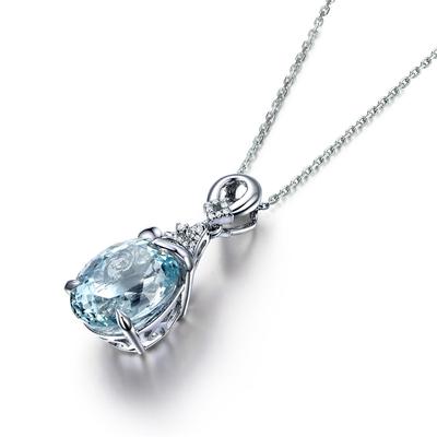 925 Sterling Silber Blauer Topas Anhänger Halskette für Frauen Edlen Schmuck Luxus Edelstein Mädchen Halsketten
