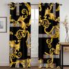 Luxury Gold Black Abstract Greek Key MeanderOn Sale Window Curtains for Kids Bedroom Living Room Kitchen Door Home Decor 2Pieces