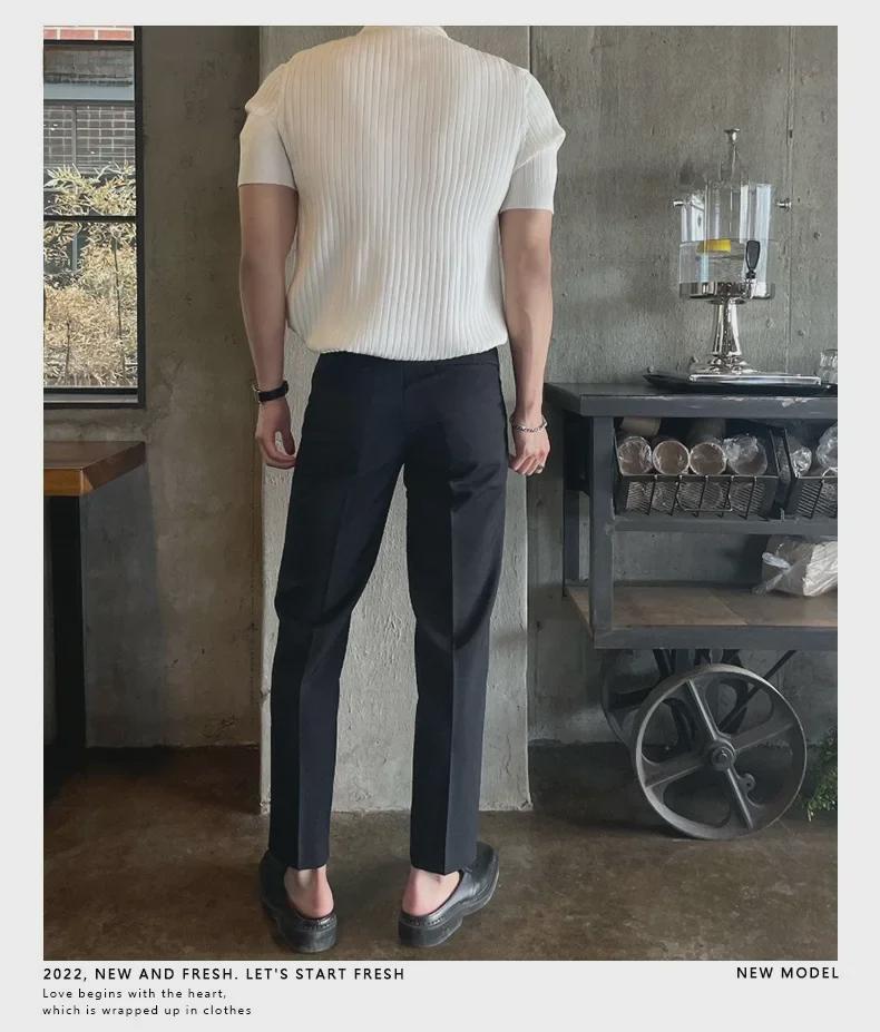 Men's Trendy Japanese-Style Polo – Summer Lapel Knit Solid-Color Short-Sleeved T-Shirt