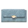 Purse Female Niche Design Retro Simple Long Mobile Phone Bag Frosted Leaf Women's Purse   Trend All-matching Wallet Women