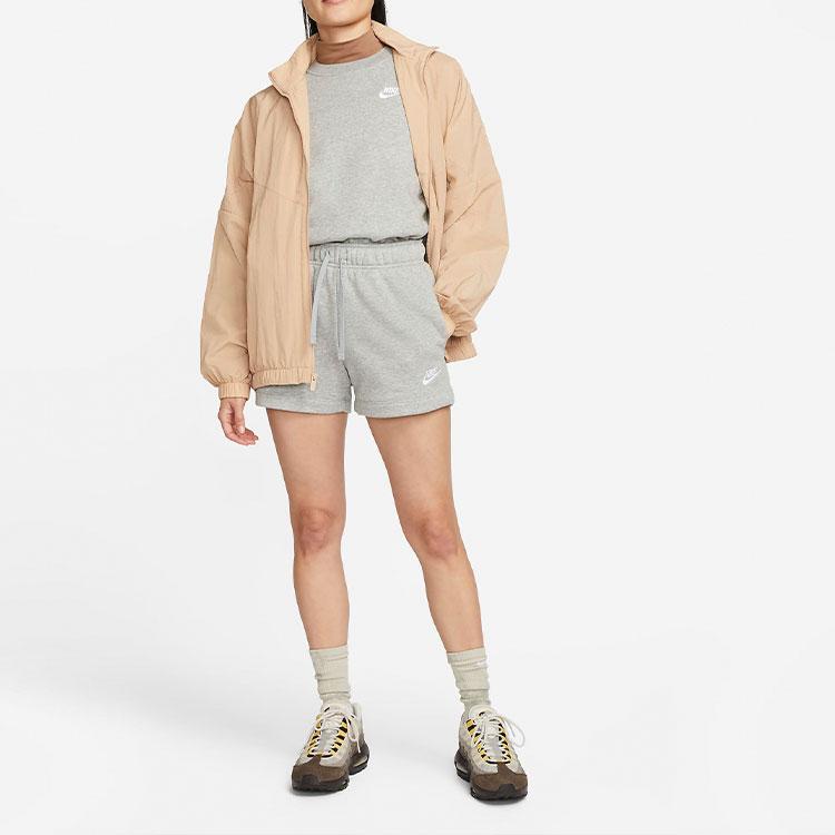 Nike Embroidered Logo Fleece-Lined Sports Shorts Women Bottoms Grey DQ5803-063