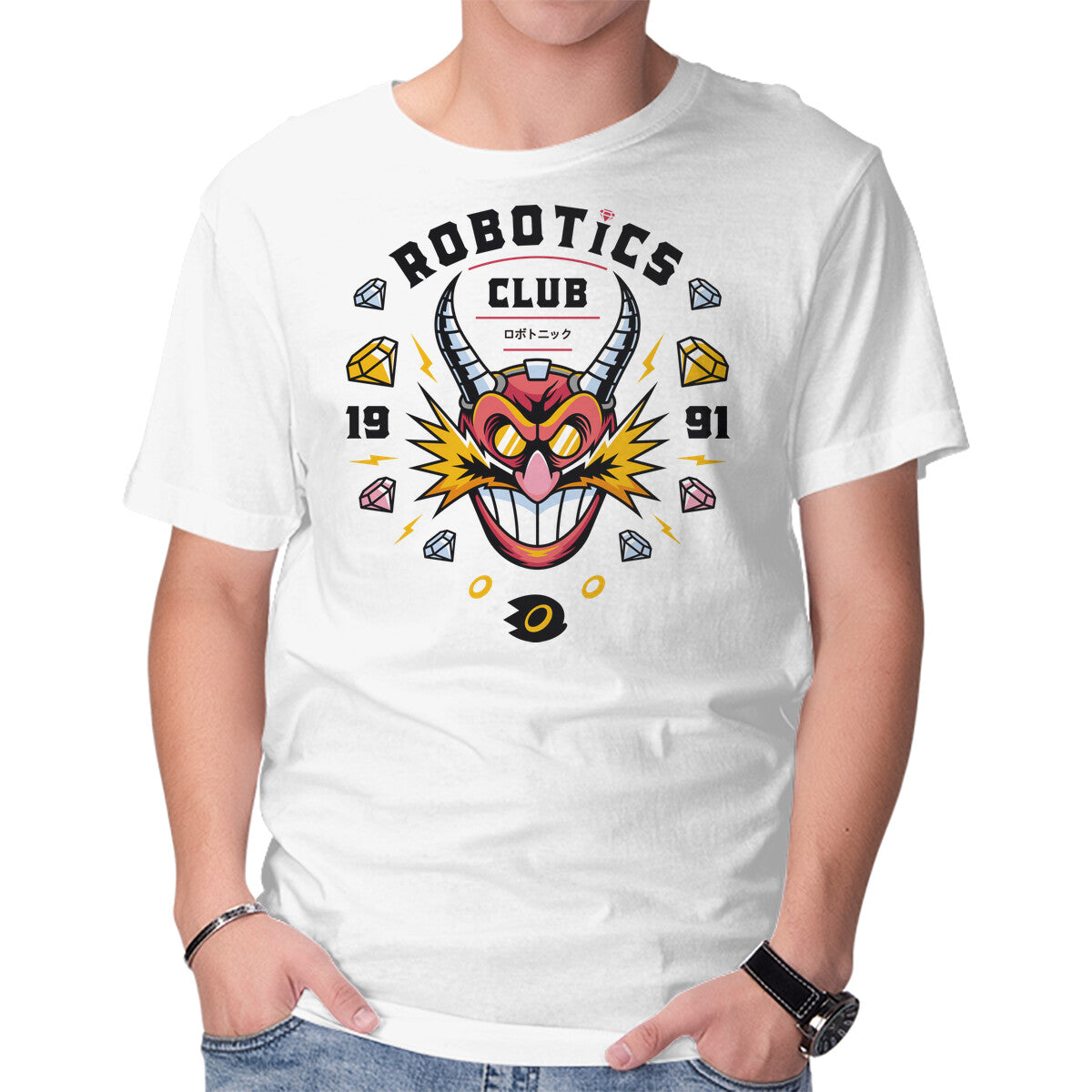 Unisex Crew Neck T-Shirt Robotics Club Graphic Short Sleeve Casual Tee XL
