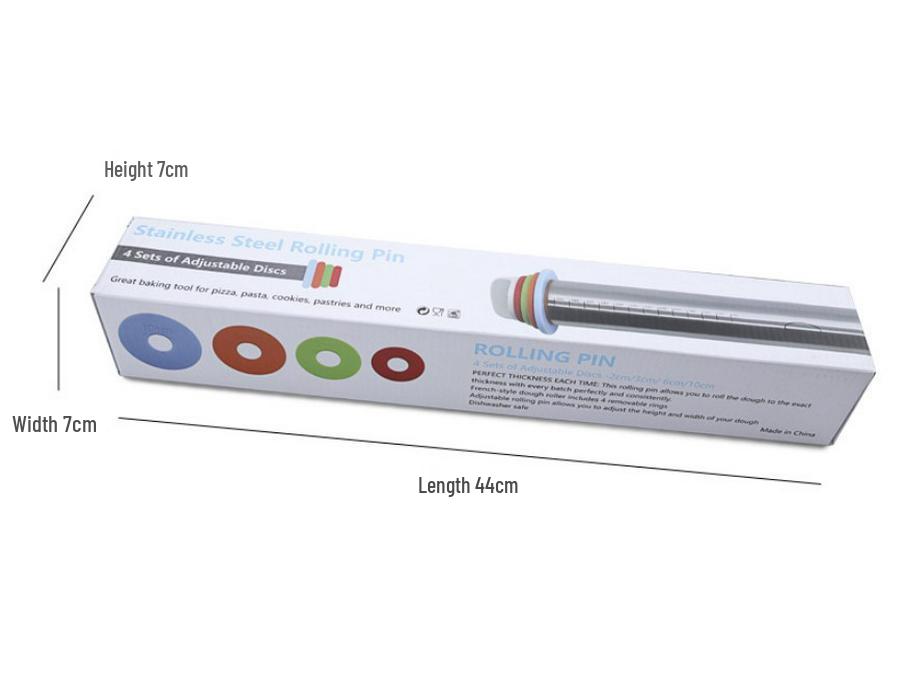 17" Adjustable Stainless Steel Rolling Pin with Thickness Scale