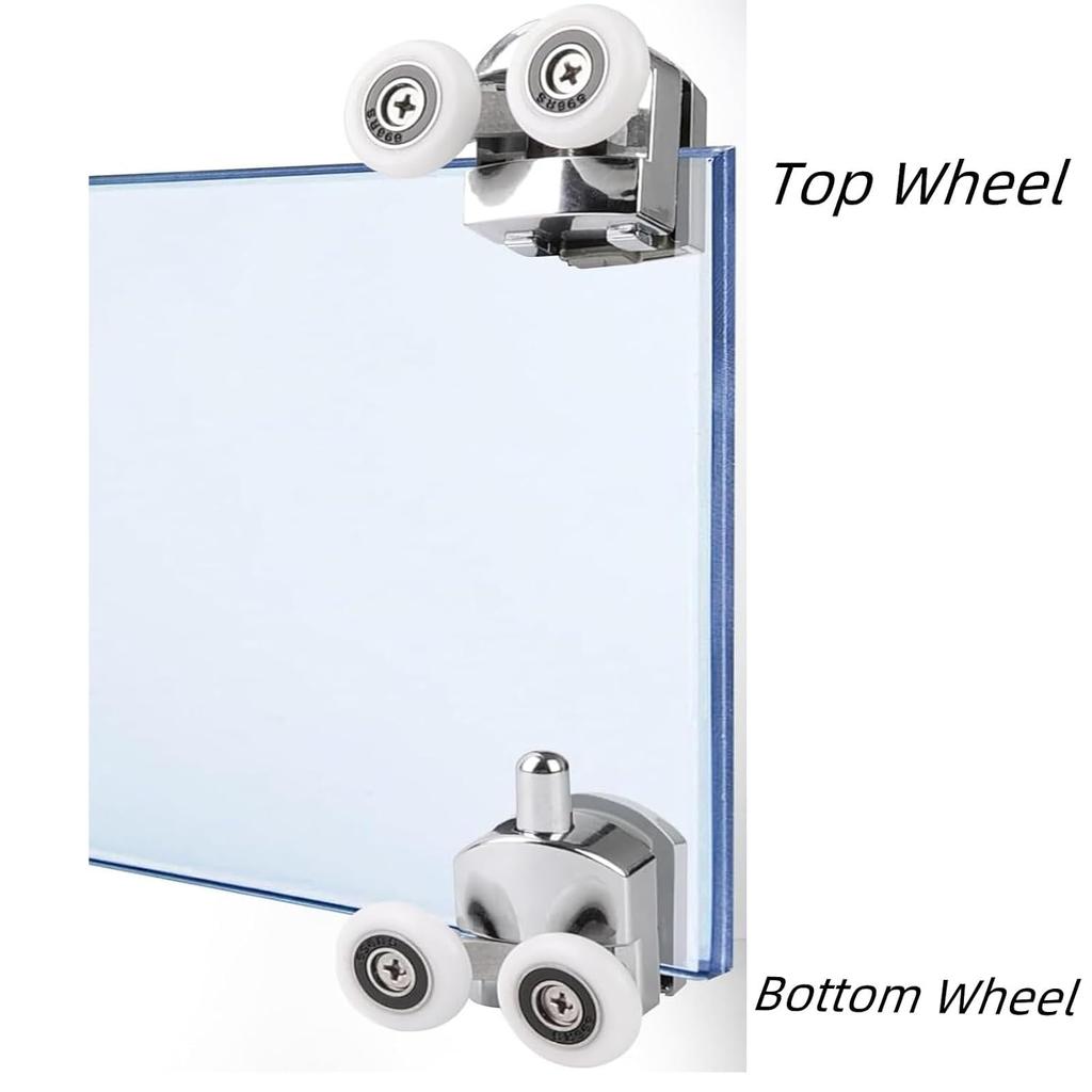 Shower Door Rollers Replacement Zinc Alloy Wheels with Anti Collision Block and Screws for Curved and Glass Doors