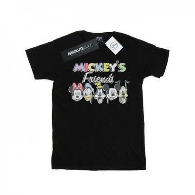 Camiseta Boyfriend de Algodão Feminina/Senhora Mickey Mouse Friends Nostalgia Desbotada