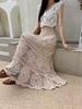 Elegant Lace Hollow Midi Skirt: Korean Retro Beach Resort Style