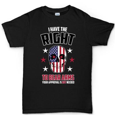 Skull American Flag Cotton TShirt Patriotic Vintage Hipster Unisex Fitness Muscle Black