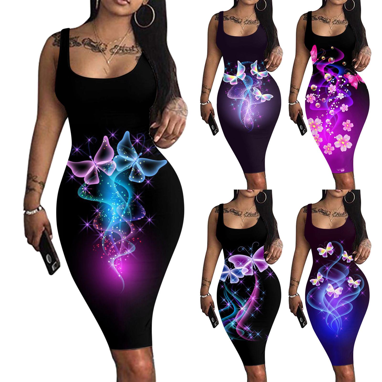 

Женская модная повседневная облегающая юбка с принтом и жилетом без рукавов L чёрный