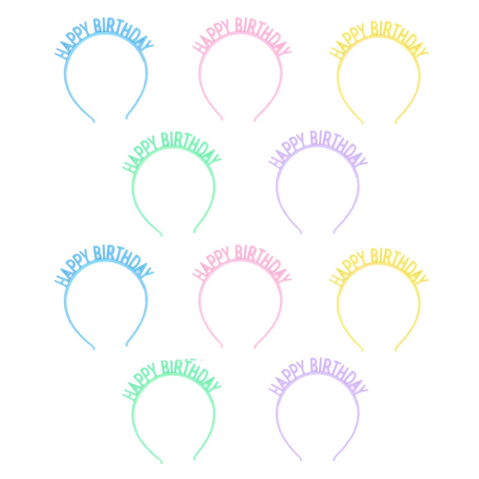 

10Pcs Birthday Headband Bright Rich Colors Lightweight Comfortable Exquisite Durable Happy Birthday Headband