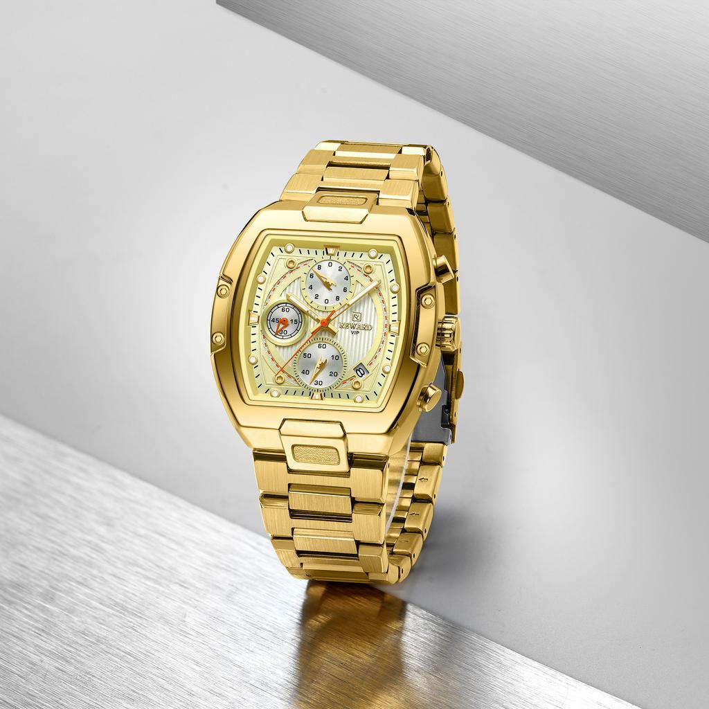 Quartz Watch for Men Fashion Waterproof Luminous Chronograph Wristwatch Auto Date Stainless Steel Strap Clock Gift