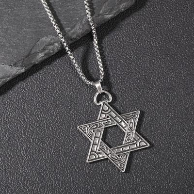 Herren Hexagramm Anhänger Halskette: Koreanische Mode, Vintage-Stil, Street Hip Hop Accessoire