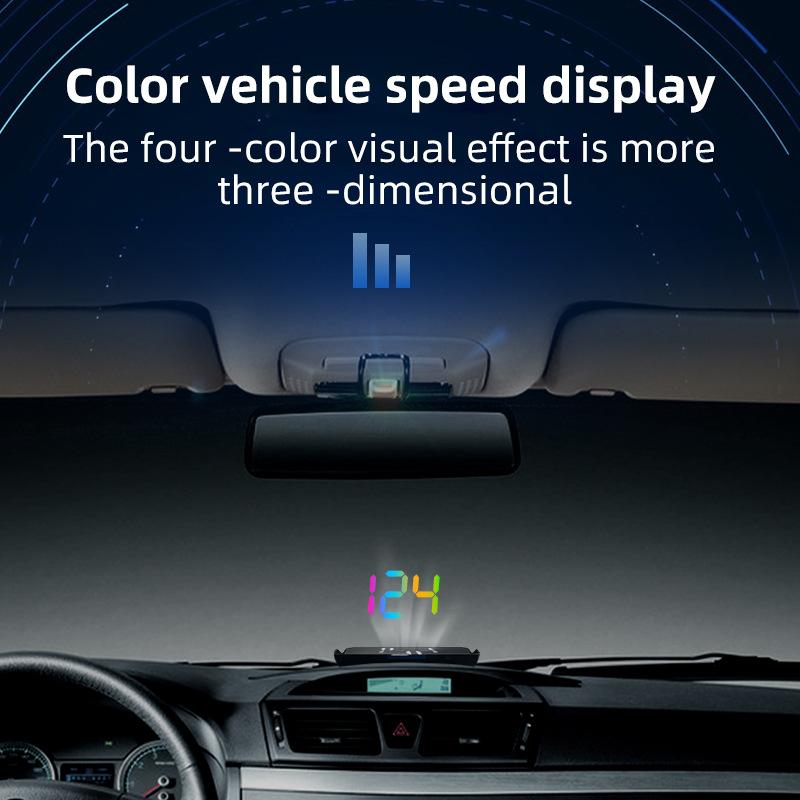 Car HUD GPS Digital Speedometer – Plug-and-Play Windshield Projector, Color Display KMH Speed for Trucks, SUVs & All Vehicles