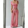 2026 Spring/Summer New Striped Top High-Waisted Slimming Wide-Leg Pants Women's Casual Suit