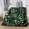 1pc Chrysanthemum and Green Leaves Printing Lightweight Flannel Blanket, Comfortable and Warm Blanket, for Camping Sofa Bed and Couch Office, Gift
