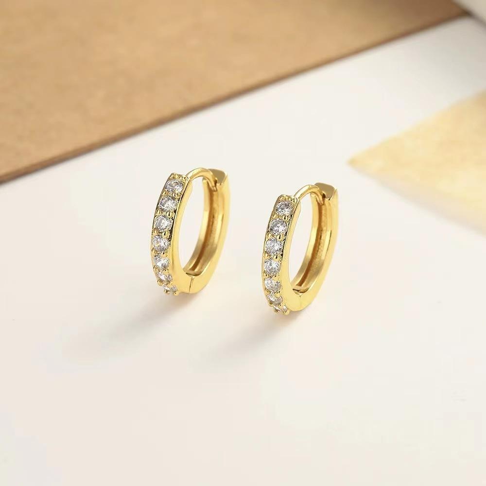 Elegant Micro Paved Zircon Huggie Earrings For Women Minimalist Niche Small Hoops Simple Chic Jewelry Inner diameter 6mm