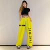 Plus size cores contrastantes hip hop solto sweatpants feminino cintura alta solta casual harem calças