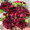 Dahlia for Indoor and Outdoor Use in Tall Vases, Artificial Flowers (merlot Red)