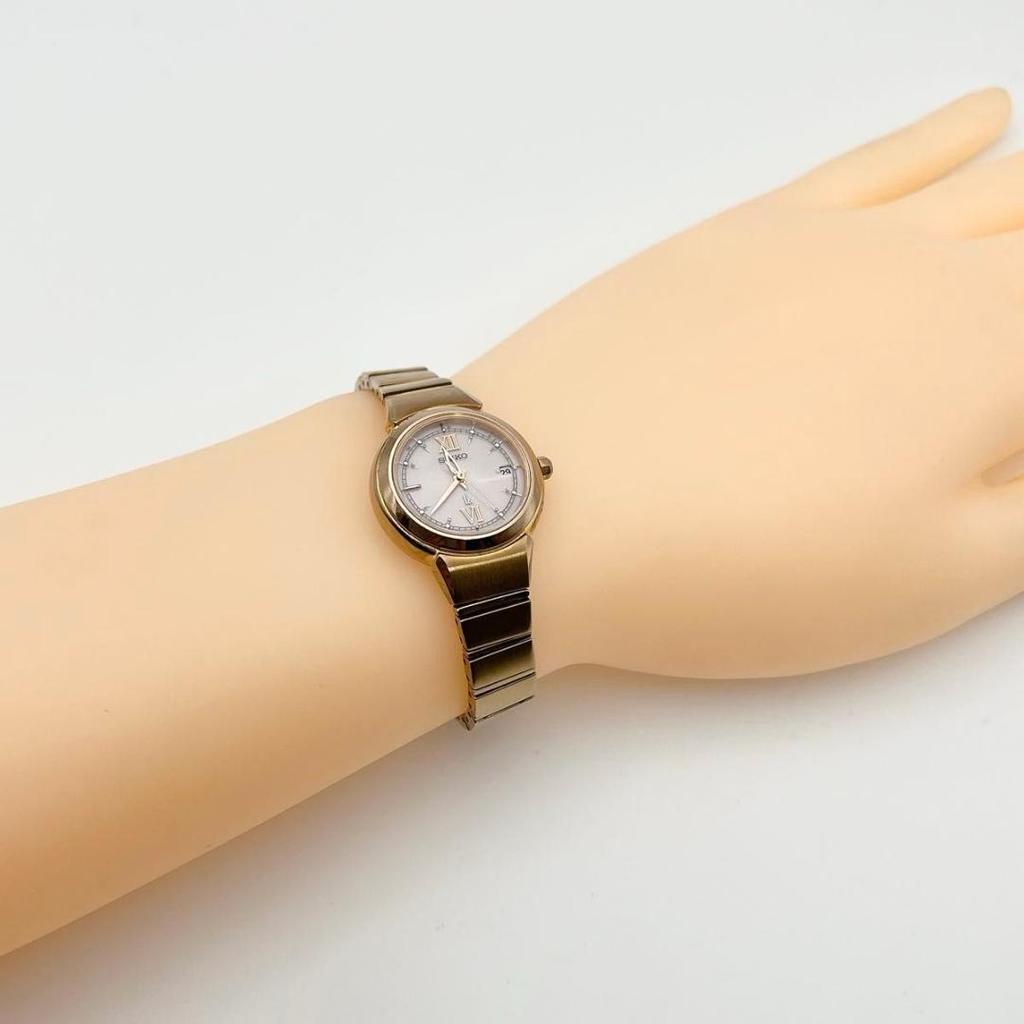 [USED] Seiko Lucia Radio Solar Date Gold Watch with Box and Links