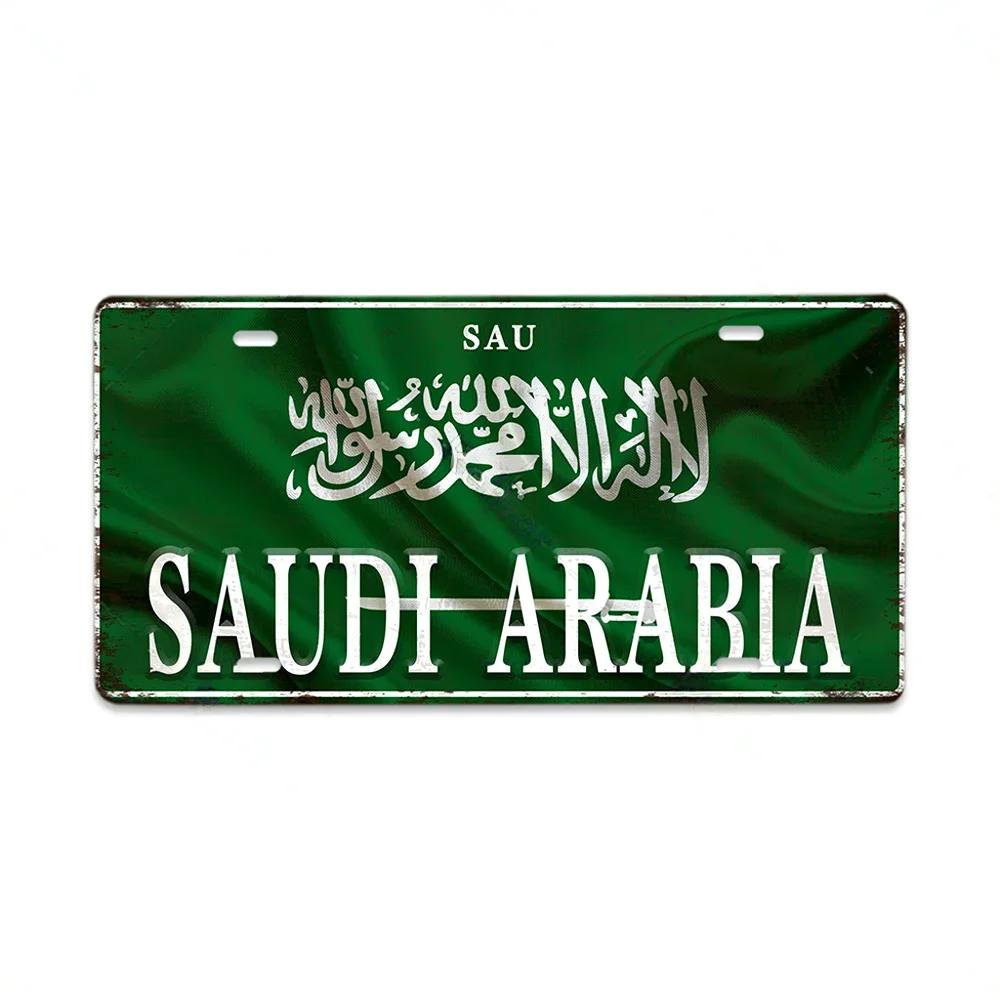 HD Metal Tin Sign World National Flags License Plate Style Vintage Retro Wall Art Decor for Home Bar Garage