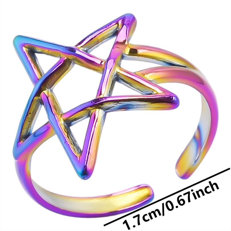 Rainbow Eye Horus Heart Star Ring Music Hip Hop Jewelry Stainless Steel Rings For Women Men Accessories Anillos Acero Inoxidable