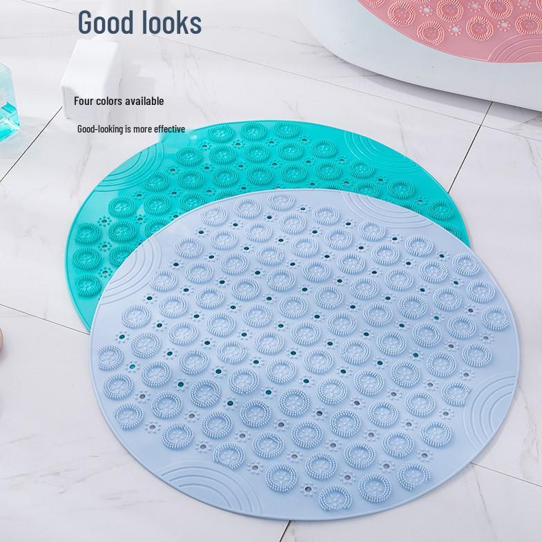 Runde PVC-Duschmatte mit Rutschschutz, schnelltrocknenden, wasserableitenden Saugnäpfen und Massage-Fußpolster