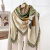 Trendy plant flower printing beard large square scarf niche fashion thin silk scarf