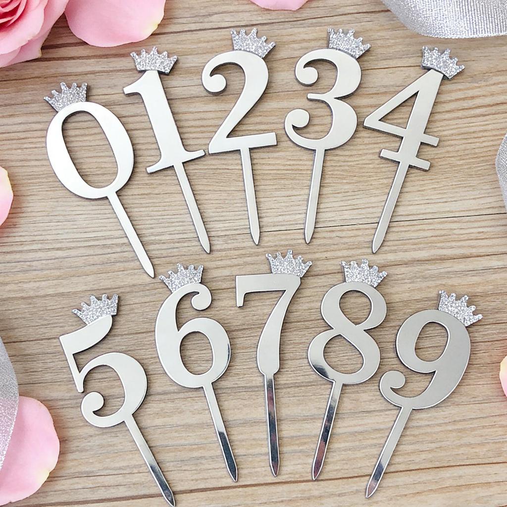 0-9 Number Cake Topper Decoration Acrylic Decorative Cupcake Decor Anniversary Happy Cake Decoration Card For Birthday