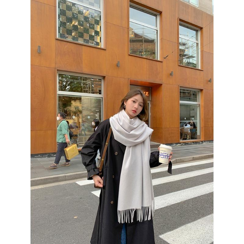 Solid Color Scarf Women's Winter Thickened Imitation Cashmere Scarf New Men's Shawl Wool Cashmere Scarf