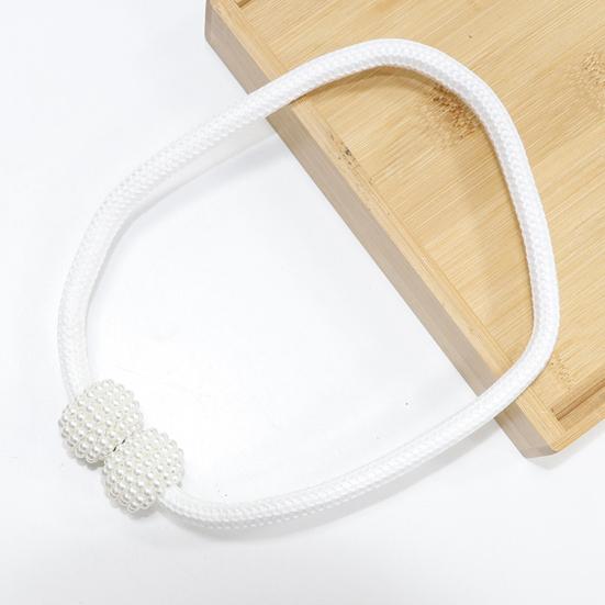 1 Pair Magnetic Curtain Straps Faux Pearls Decor Decorative Braided Ropes Curtain Tiebacks Curtain Accessories