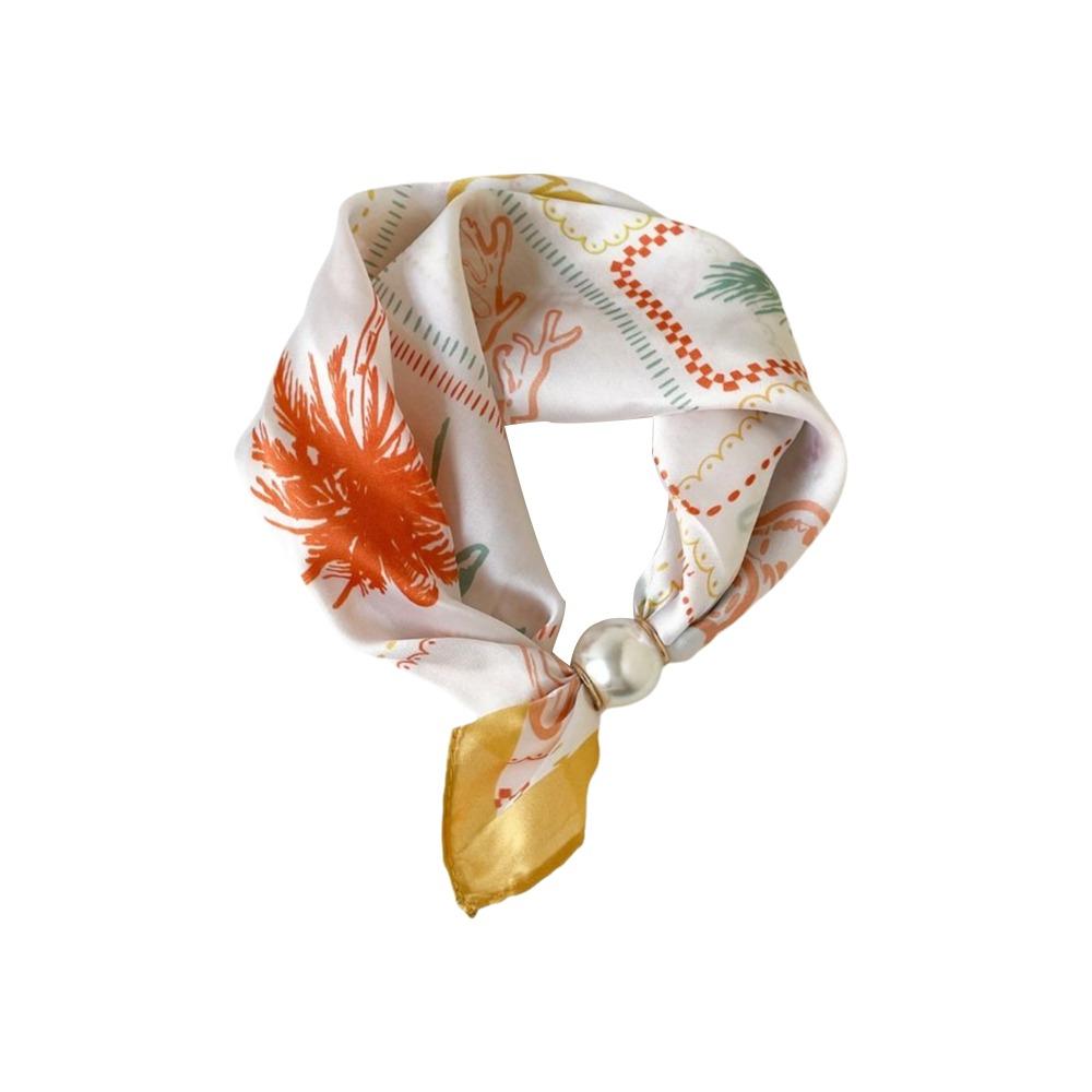 Lightweight Silk Scarf Breathable Printed Neck Scarf Accessory Magnetic Clasp Scarf Women