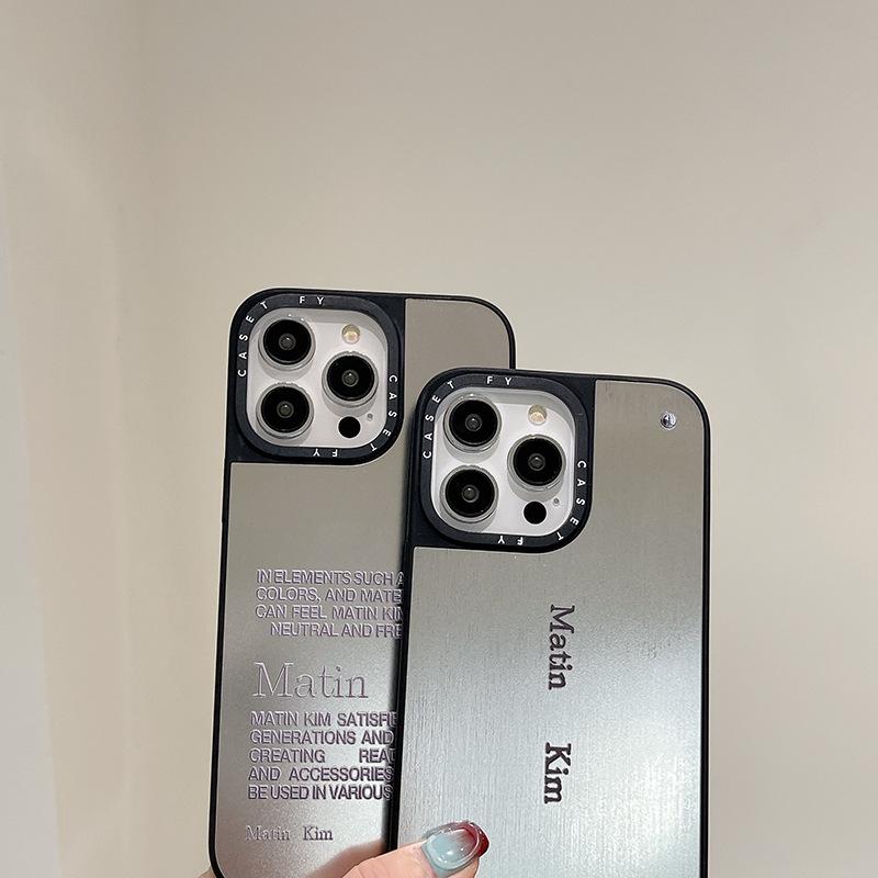 "Korean Denim Drop-Proof Case for Apple iPhone 12-16 Pro Max, Trendy Mirror Design."