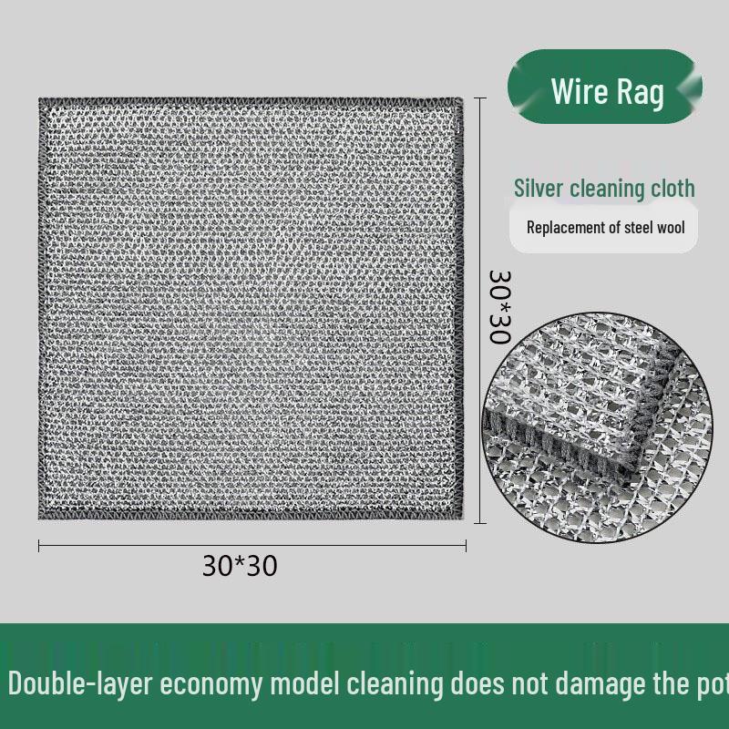 Alternative Steel Wool Double-Layer Non-Stick Dishwashing Cloth