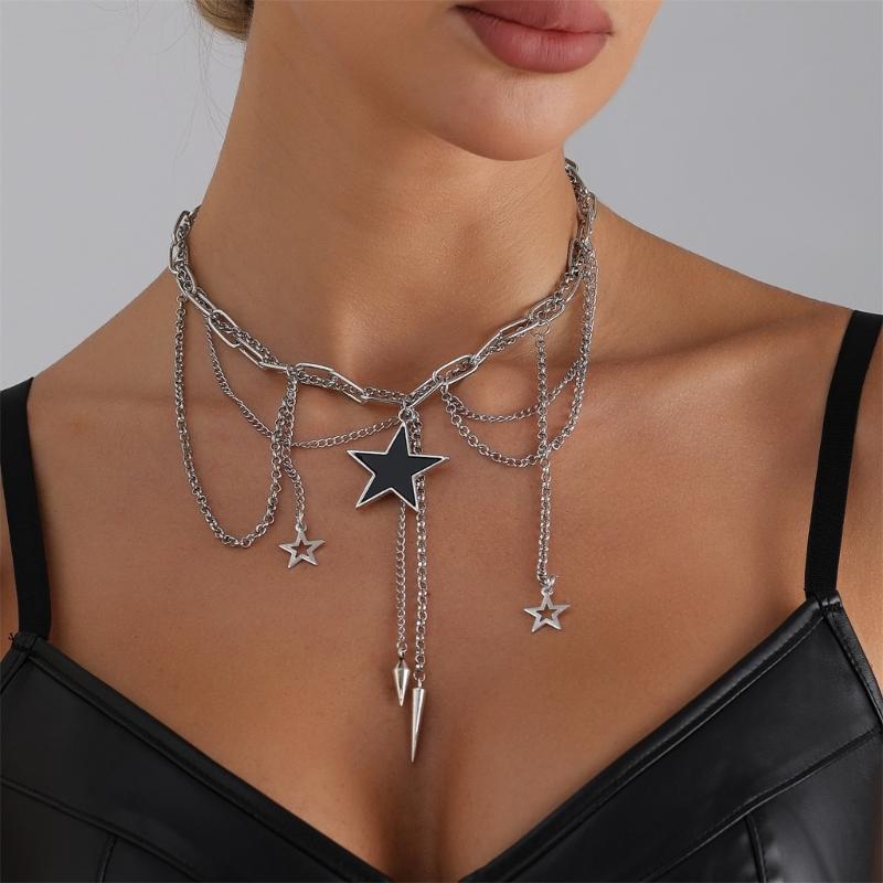 Fashion Forward Hollow Star Necklace Versatile Layering Jewelry For Women Lightweight Alloy Daily Wear Accessory