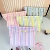 Portable Large Capacity Ruffled Striped Toiletry Bag, Travel Makeup Pouch for Women, Skincare Storage Liner & Cosmetic Organizer
