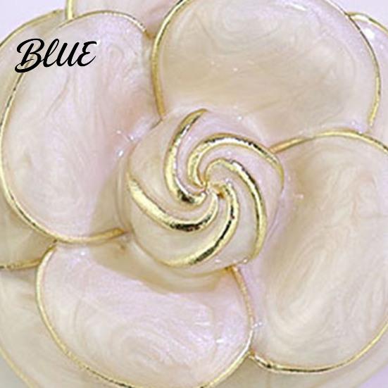 Sweater Scarf Brooch Button Camellia Shape Alloy with Glossy Glaze