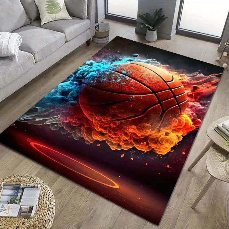Basketball Hoop Art Pattern Area Rug Sports Carpet for Living Room Bedroom Game Room Non-Slip Floor Mat Home Decor Gift