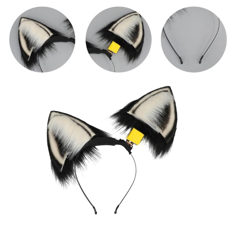 Opaska do włosów na baterie Elektryczne uszy zwierząt Opaska do włosów Kostium do odgrywania ról opaska do włosów Zdalne sterowanie Pluszowy ogon Rekwizyty sceniczne