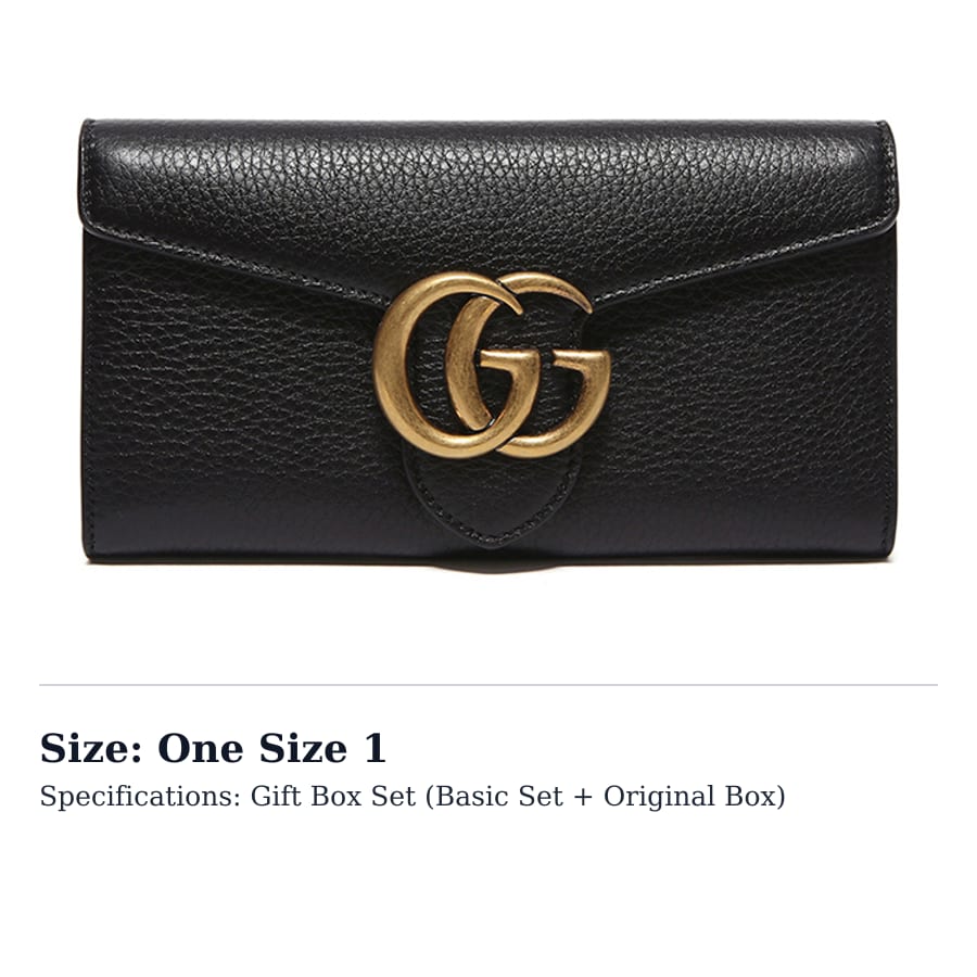 Gucci GG Marmont Leather Wallet Women's Black 400586-A7M0T-1000